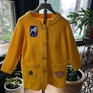 Vintage Yellow Chunky Knit Poodle Cardigan | NWT Condition | Poodle Patch Varsit